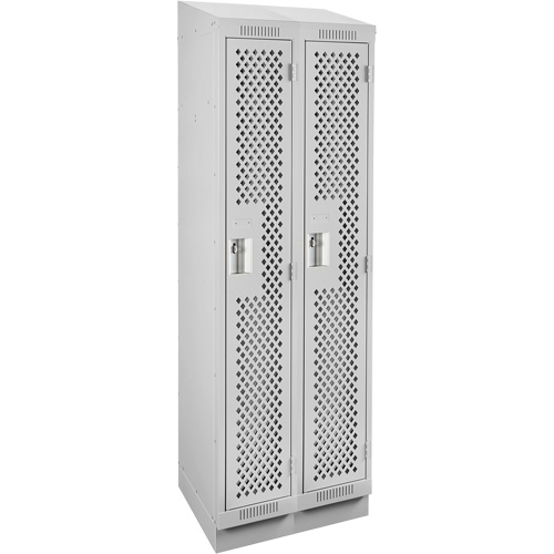 Clean Line Lockers, Bank of 2, 24" x 18" x 82", Steel, Grey, Rivet (Assembled), Perforated Solutions industrielles ALPHA