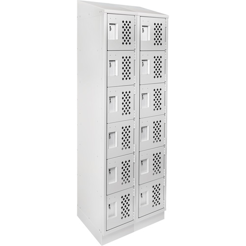 Clean-Line Perforated Lockerette, 6 -tier, Bank of 2, 15" x 72" x 12", Steel Solutions industrielles ALPHA