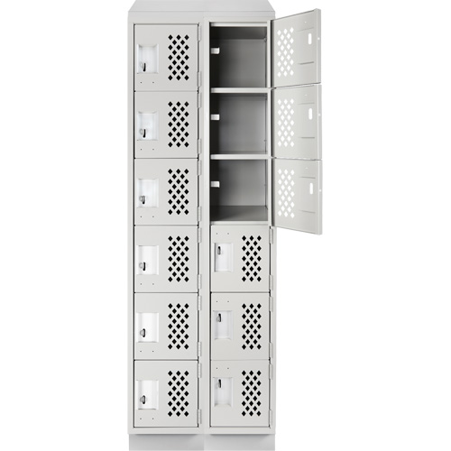 Clean-Line Perforated Lockerette, 6 -tier, Bank of 2, 15" x 72" x 12", Steel Solutions industrielles ALPHA