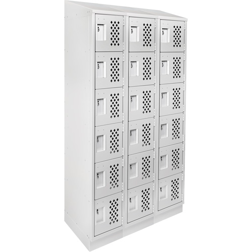 Clean-Line Perforated Lockerette, 6 -tier, Bank of 3, 15" x 72" x 12", Steel Solutions industrielles ALPHA