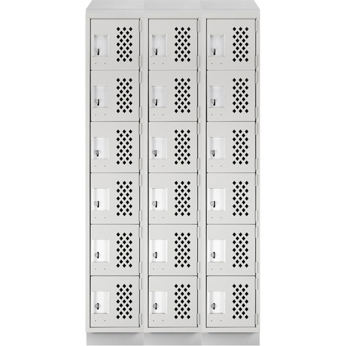 Clean-Line Perforated Lockerette, 6 -tier, Bank of 3, 15" x 72" x 12", Steel Solutions industrielles ALPHA