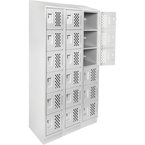 Clean-Line Perforated Lockerette, 6 -tier, Bank of 3, 15" x 72" x 12", Steel Solutions industrielles ALPHA