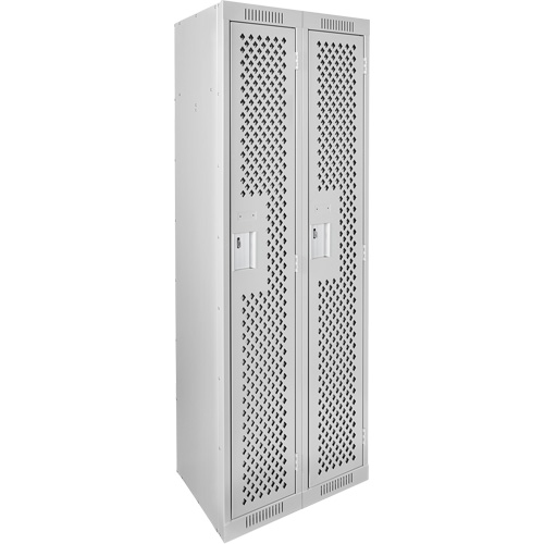 Casiers Clean Line, 2 niveaux, 12" x 15" x 72", Acier, Gris, Rivet (assembl&eacute;), Perfor&eacute; Solutions industrielles ALPHA