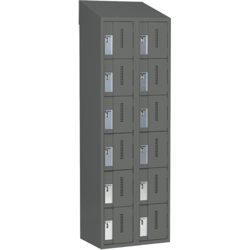 Concorde Heavy-Duty Lockers, 6 -tier, Bank of 2, 24" x 18" x 78", Steel, Charcoal, Welded (Assembled) Solutions industrielles ALPHA