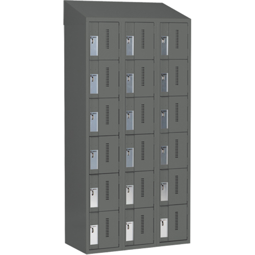 Concorde Heavy-Duty Lockers, 6 -tier, Bank of 3, 36" x 18" x 78", Steel, Charcoal, Welded (Assembled) Solutions industrielles ALPHA
