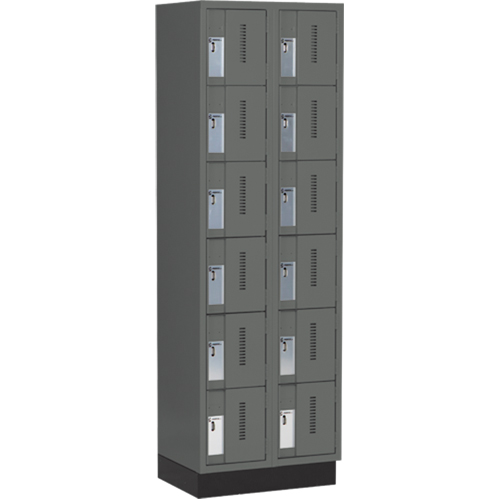 Concorde Heavy-Duty Lockers, 6 -tier, Bank of 2, 24" x 18" x 76", Steel, Charcoal, Welded (Assembled) Solutions industrielles ALPHA