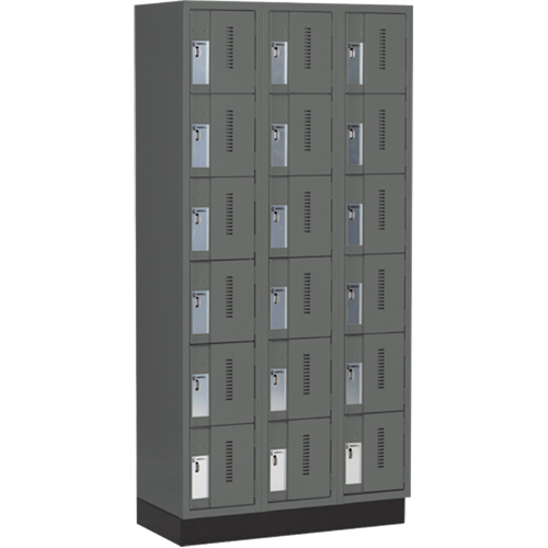 Concorde Heavy-Duty Lockers, 6 -tier, Bank of 3, 36" x 18" x 76", Steel, Charcoal, Welded (Assembled) Solutions industrielles ALPHA
