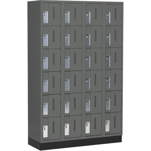 Concorde Heavy-Duty Lockers, 6 -tier, Bank of 4, 48" x 18" x 76", Steel, Charcoal, Welded (Assembled) Solutions industrielles ALPHA