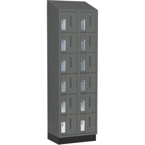 Concorde Heavy-Duty Lockers, 6 -tier, Bank of 2, 24" x 18" x 82", Steel, Charcoal, Welded (Assembled) Solutions industrielles ALPHA