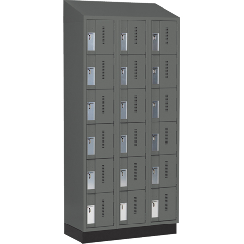Concorde Heavy-Duty Lockers, 6 -tier, Bank of 3, 36" x 18" x 82", Steel, Charcoal, Welded (Assembled) Solutions industrielles ALPHA