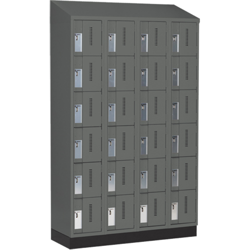 Concorde Heavy-Duty Lockers, 6 -tier, Bank of 4, 48" x 18" x 82", Steel, Charcoal, Welded (Assembled) Solutions industrielles ALPHA