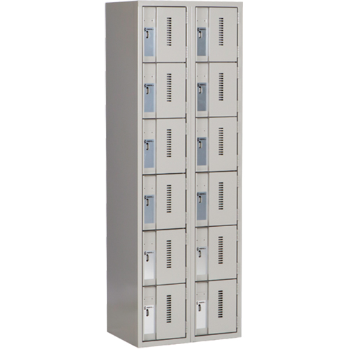 Concorde Heavy-Duty Lockers, 6 -tier, Bank of 2, 24" x 18" x 72", Steel, Grey, Welded (Assembled) Solutions industrielles ALPHA