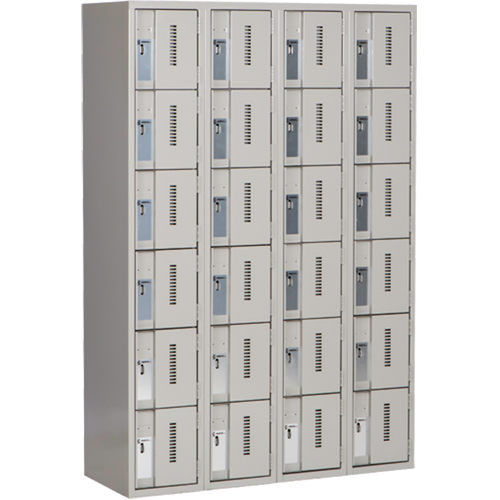 Concorde Heavy-Duty Lockers, 6 -tier, Bank of 4, 48" x 18" x 72", Steel, Grey, Welded (Assembled) Solutions industrielles ALPHA