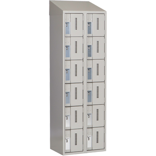 Concorde Heavy-Duty Lockers, 6 -tier, Bank of 2, 24" x 18" x 78", Steel, Grey, Welded (Assembled) Solutions industrielles ALPHA
