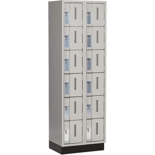 Concorde Heavy-Duty Lockers, 6 -tier, Bank of 2, 24" x 18" x 76", Steel, Grey, Welded (Assembled) Solutions industrielles ALPHA