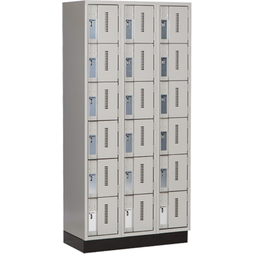 Concorde Heavy-Duty Lockers, 6 -tier, Bank of 3, 36" x 18" x 76", Steel, Grey, Welded (Assembled) Solutions industrielles ALPHA