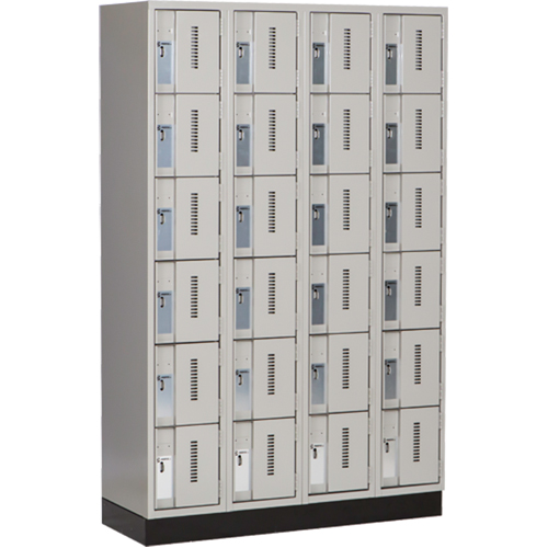 Concorde Heavy-Duty Lockers, 6 -tier, Bank of 4, 48" x 18" x 76", Steel, Grey, Welded (Assembled) Solutions industrielles ALPHA