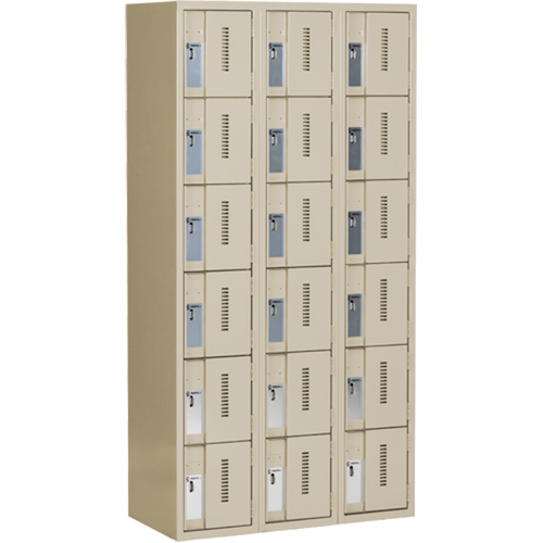 Casiers robustes Concorde, 6 niveaux, Bloc de 3, 36" x 18" x 72", Acier, Beige, Soud&eacute; (assembl&eacute;) Solutions industrielles ALPHA