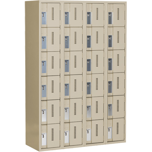 Concorde Heavy-Duty Lockers, 6 -tier, Bank of 4, 48" x 18" x 72", Steel, Beige, Welded (Assembled) Solutions industrielles ALPHA
