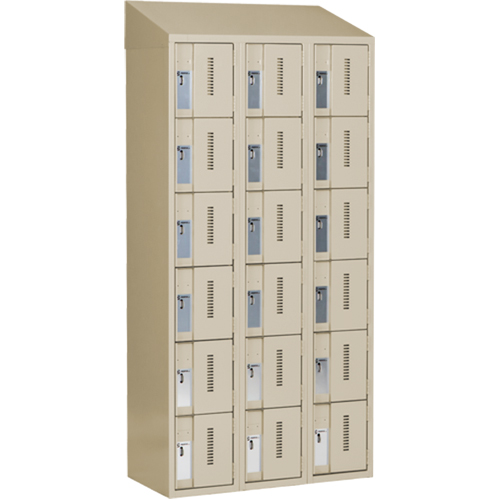 Concorde Heavy-Duty Lockers, 6 -tier, Bank of 3, 36" x 18" x 78", Steel, Beige, Welded (Assembled) Solutions industrielles ALPHA
