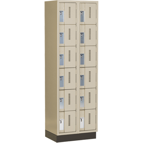 Concorde Heavy-Duty Lockers, 6 -tier, Bank of 2, 24" x 18" x 76", Steel, Beige, Welded (Assembled) Solutions industrielles ALPHA