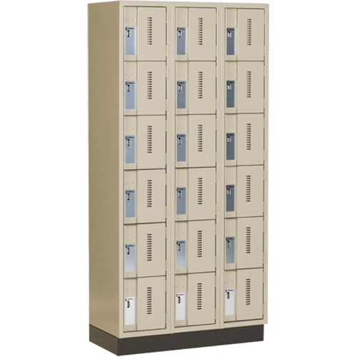 Concorde Heavy-Duty Lockers, 6 -tier, Bank of 3, 36" x 18" x 76", Steel, Beige, Welded (Assembled) Solutions industrielles ALPHA