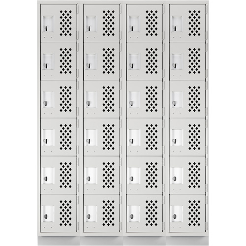 Assembled Clean Line Perforated Economy Lockers, 6 -tier, Bank of 4, 18" x 72" x 12", Steel Solutions industrielles ALPHA