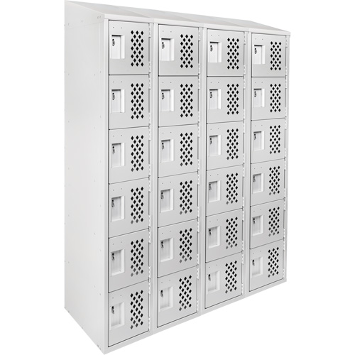 Assembled Clean Line Perforated Economy Lockers, 6 -tier, Bank of 4, 18" x 72" x 12", Steel Solutions industrielles ALPHA