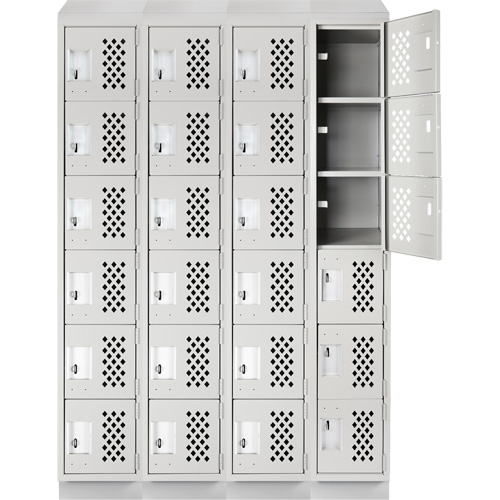 Assembled Clean Line Perforated Economy Lockers, 6 -tier, Bank of 4, 18" x 72" x 12", Steel Solutions industrielles ALPHA