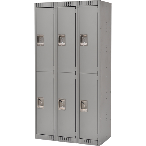 Casiers, 2 niveaux, Bloc de 3, 36" x 18" x 72", Acier, Gris, Rivet (assembl&eacute;) Solutions industrielles ALPHA