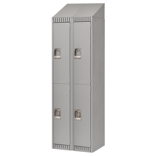 Lockers, 2 -tier, Bank of 2, 24" x 18" x 82", Steel, Grey, Knocked Down Solutions industrielles ALPHA