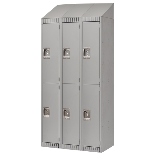 Assembled Lockers, 2 -tier, Bank of 3, 36" x 18" x 72", Steel, Grey, Rivet (Assembled) Solutions industrielles ALPHA