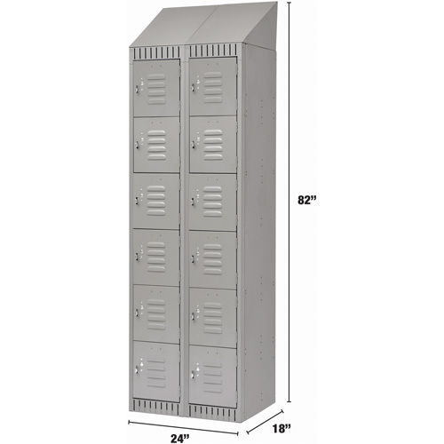 Casiers, 6 niveaux, Bloc de 2, 24" x 18" x 82", Acier, Gris, D&eacute;mont&eacute; Solutions industrielles ALPHA