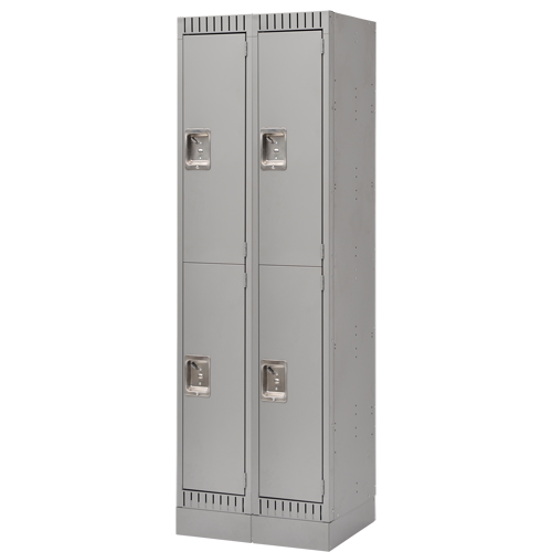 Assembled Lockers, 2 -tier, Bank of 2, 24" x 18" x 72", Steel, Grey, Rivet (Assembled) Solutions industrielles ALPHA