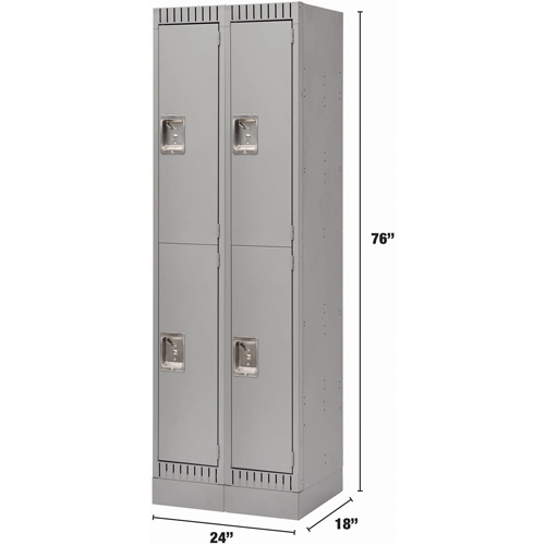 Casiers, 2 niveaux, Bloc de 2, 24" x 18" x 76", Acier, Gris, D&eacute;mont&eacute; Solutions industrielles ALPHA