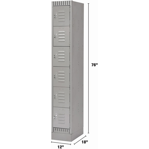 Casiers, 6 niveaux, 12" x 18" x 76", Acier, Gris, D&eacute;mont&eacute; Solutions industrielles ALPHA