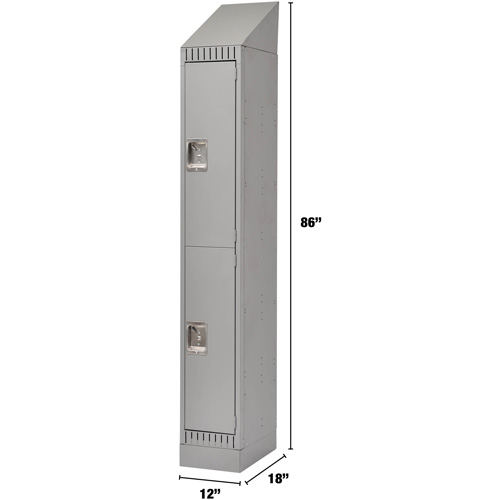 Lockers, 2 -tier, 12" x 18" x 86", Steel, Grey, Knocked Down Solutions industrielles ALPHA