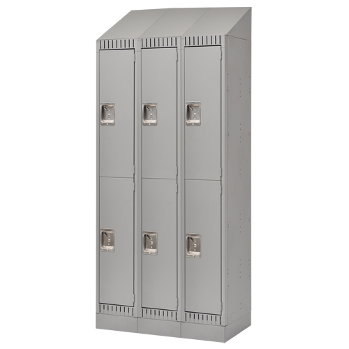Assembled Lockers, 2 -tier, Bank of 3, 36" x 18" x 72", Steel, Grey, Rivet (Assembled) Solutions industrielles ALPHA