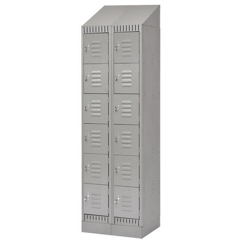 Lockers, 6 -tier, Bank of 2, 24" x 18" x 86", Steel, Grey, Knocked Down Solutions industrielles ALPHA