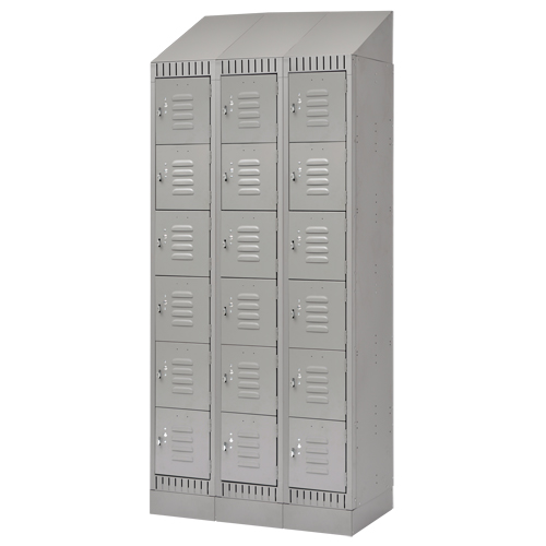Lockers, 6 -tier, Bank of 3, 36" x 18" x 86", Steel, Grey, Knocked Down Solutions industrielles ALPHA