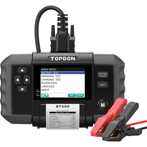 Testeur de batterie 12?V et de syst&egrave;mes 12?V/24?V BT600 avec imprimante int&eacute;gr&eacute;e Solutions industrielles ALPHA