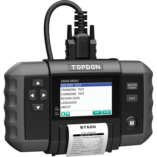 Testeur de batterie 12?V et de syst&egrave;mes 12?V/24?V BT600 avec imprimante int&eacute;gr&eacute;e Solutions industrielles ALPHA