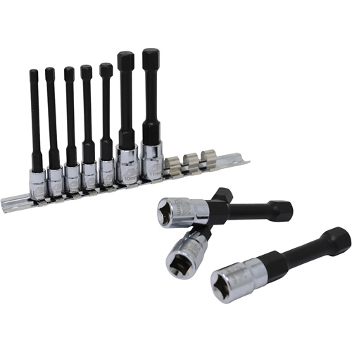Metric Hex Socket Bit Set with Reduced Shank, 10 Pieces, 1/4"/3/8" Drive Size Solutions industrielles ALPHA