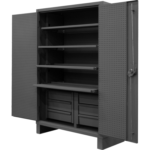 Extra Heavy-Duty Slide-Out Shelf Cabinet, Steel, 4 Shelves, 78" H x 48" W x 24" D, Grey Solutions industrielles ALPHA