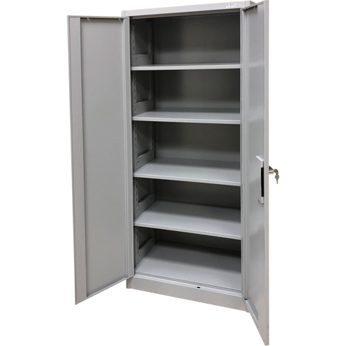 Armoire de rangement, Acier, 4 Tablettes, 66" h x 30" la x 15" P, Gris Solutions industrielles ALPHA