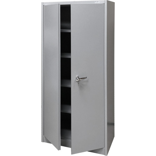 Armoire de rangement, Acier, 4 Tablettes, 66" h x 30" la x 15" P, Gris Solutions industrielles ALPHA