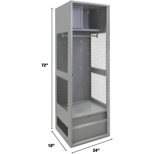 Gear Locker, Steel, 24" W x 18" D x 72" H, Grey Solutions industrielles ALPHA