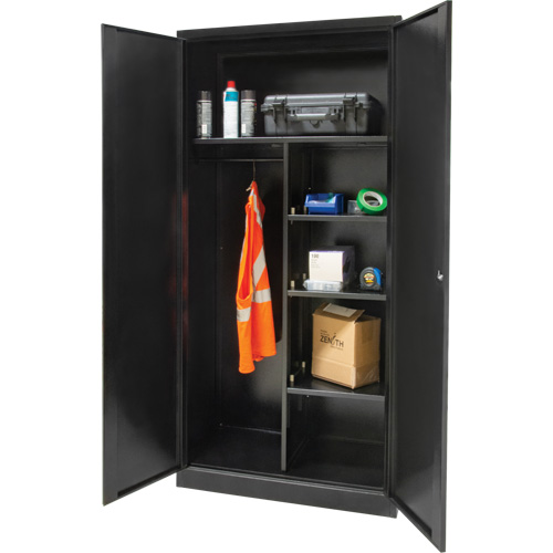 Armoire de rangement combin&eacute;e, 36" la x 18" p x 72" h, Noir Solutions industrielles ALPHA