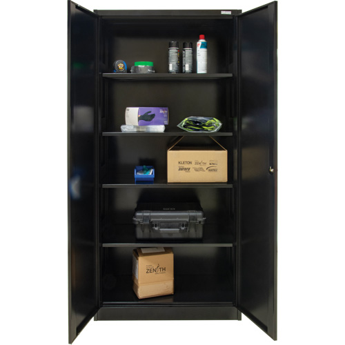 Armoire de rangement Hi-Boy, Acier, 4 Tablettes, 72" h x 36" la x 18" P, Noir Solutions industrielles ALPHA