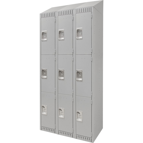 Casiers, 3 niveaux, Bloc de 3, 36" x 18" x 82", Acier, Gris, D&eacute;mont&eacute; Solutions industrielles ALPHA